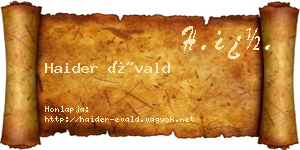 Haider Évald névjegykártya